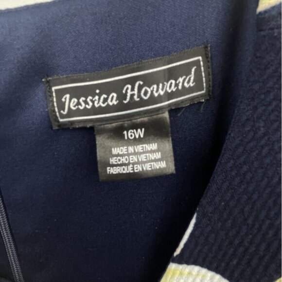 Jessica Howard Women's Plus Navy Blue Yellow Flowers A Line Dress Size 16 W - Picture 7 of 12